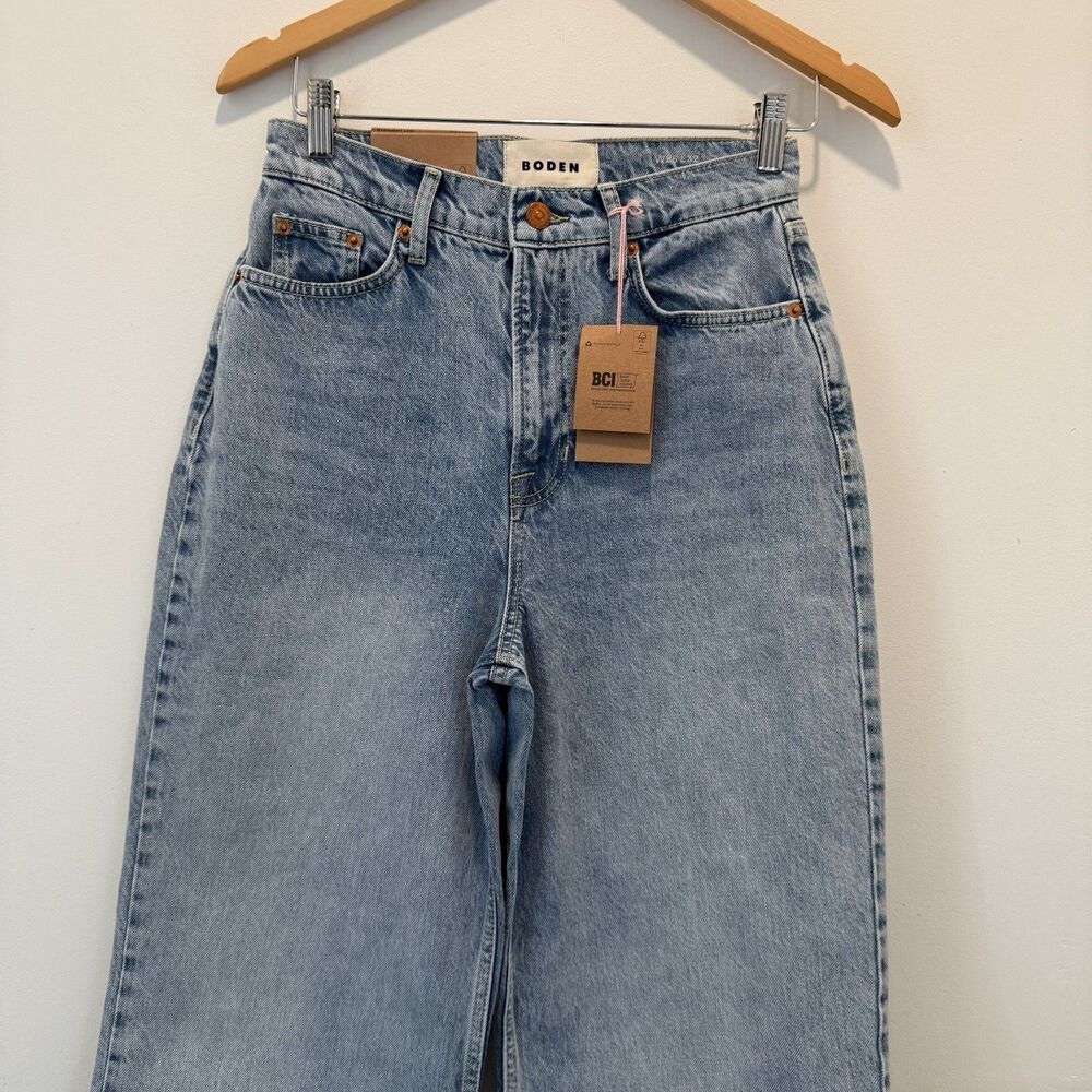 NWT Boden Straight Leg High Rise Light Wash 100% Cotton Jeans -Women's W26 L32" - Picture 2 of 5